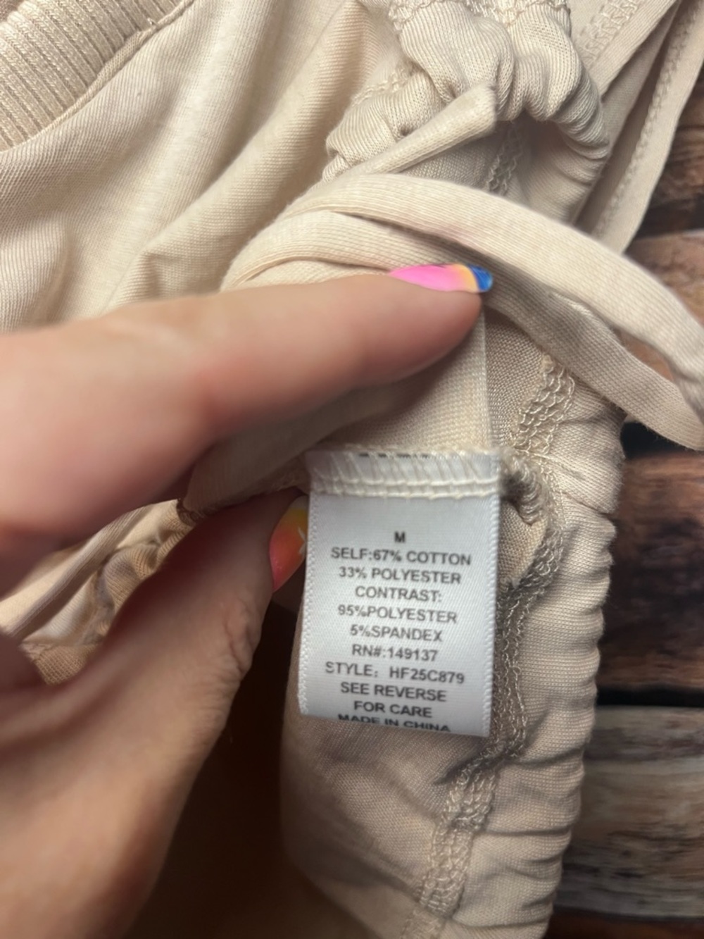 Boho72 Beige V-Neck Drawstring Cropped Tank (197) - Picture 6 of 10